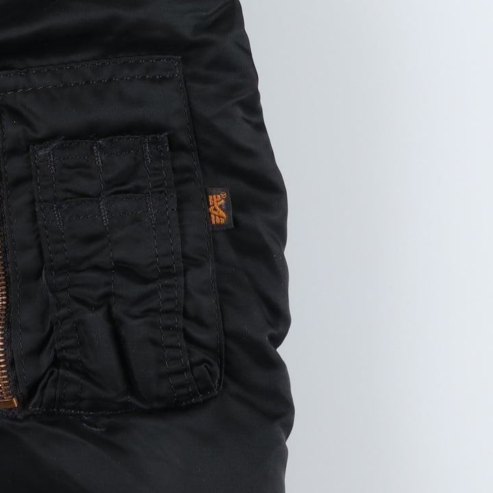 Civilian-made Alpha Industries MA-1 type padded military flight jacket, made in the USA, size SMALL (equivalent to men's S). Nylon black type Vintage Second Hand
