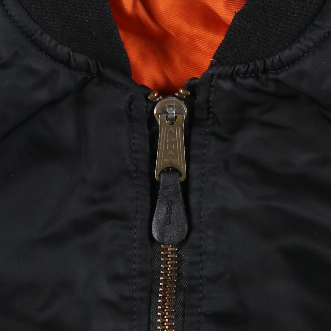 Civilian-made Alpha Industries MA-1 type padded military flight jacket, made in the USA, size SMALL (equivalent to men's S). Nylon black type Vintage Second Hand