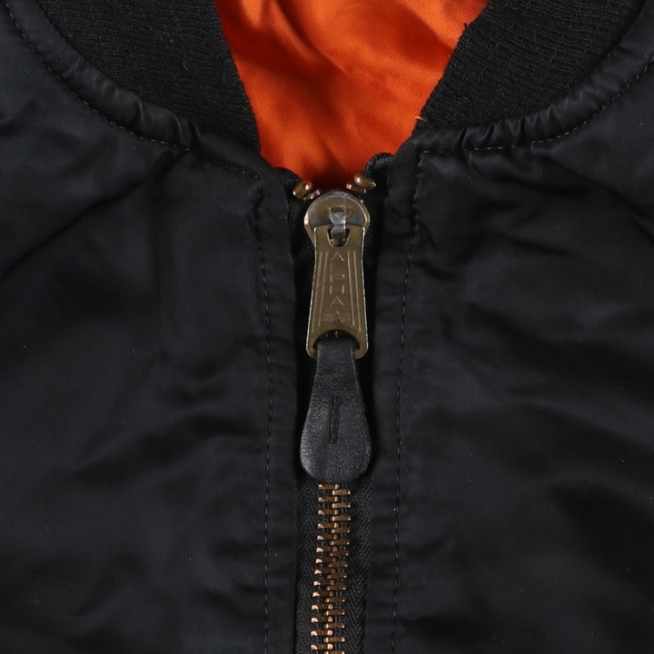 Civilian-made Alpha Industries MA-1 type padded military flight jacket, made in the USA, size SMALL (equivalent to men's S). Nylon black type Vintage Second Hand