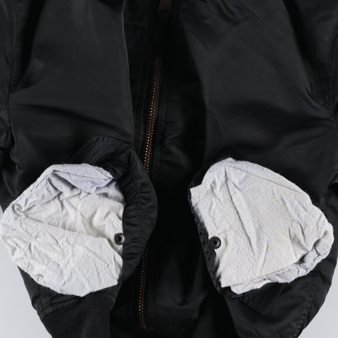 Civilian-made Alpha Industries MA-1 type padded military flight jacket, made in the USA, size SMALL (equivalent to men's S). Nylon black type Vintage Second Hand