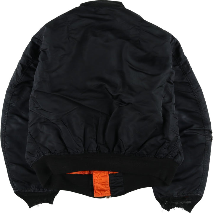 Civilian-made Alpha Industries MA-1 type padded military flight jacket, made in the USA, XX-LARGE (equivalent to men's XXL). Nylon black type Vintage Second Hand