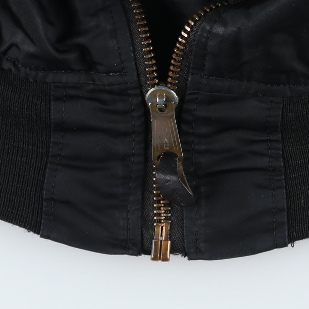 Civilian-made Alpha Industries MA-1 type padded military flight jacket, made in the USA, XX-LARGE (equivalent to men's XXL). Nylon black type Vintage Second Hand