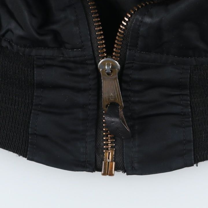 Civilian-made Alpha Industries MA-1 type padded military flight jacket, made in the USA, XX-LARGE (equivalent to men's XXL). Nylon black type Vintage Second Hand