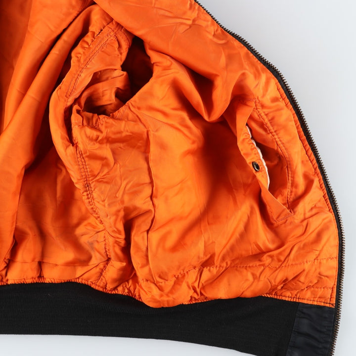 Civilian-made Alpha Industries MA-1 type padded military flight jacket, made in the USA, XX-LARGE (equivalent to men's XXL). Nylon black type Vintage Second Hand