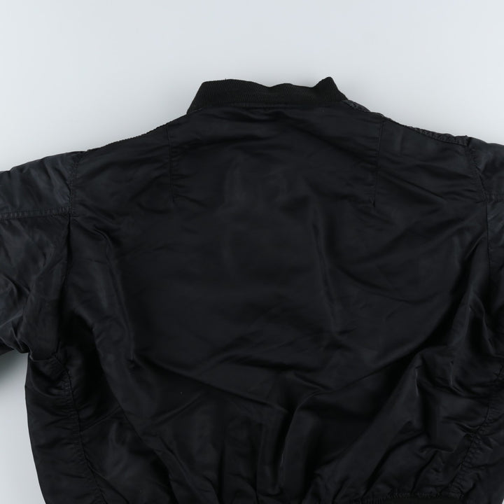 Civilian-made Alpha Industries MA-1 type padded military flight jacket, made in the USA, XX-LARGE (equivalent to men's XXL). Nylon black type Vintage Second Hand