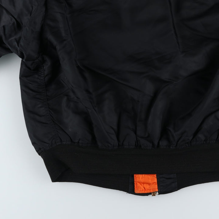 Civilian-made Alpha Industries MA-1 type padded military flight jacket, made in the USA, XX-LARGE (equivalent to men's XXL). Nylon black type Vintage Second Hand