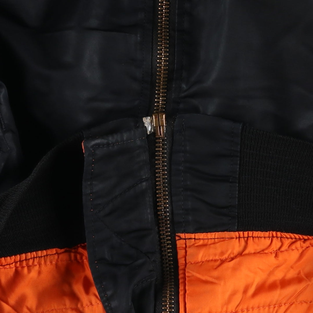 Civilian-made Alpha Industries MA-1 type padded military flight jacket, made in the USA, XX-LARGE (equivalent to men's XXL). Nylon black type Vintage Second Hand