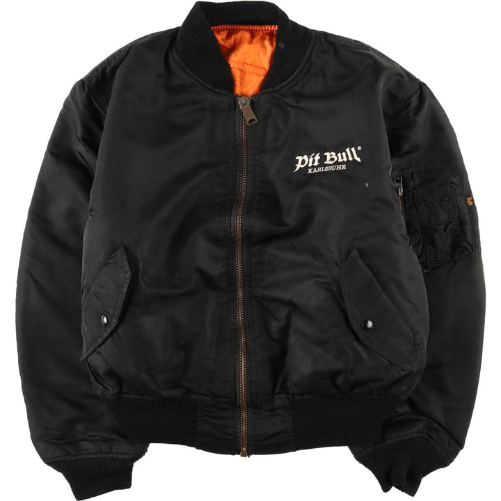90'S civilian Alpha MA-1 style padded military flight jacket, made in the USA, men's size XL, vintage Nylon black type Vintage Second Hand