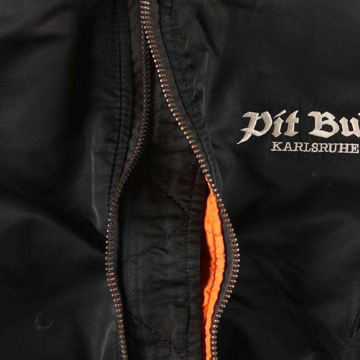90'S civilian Alpha MA-1 style padded military flight jacket, made in the USA, men's size XL, vintage Nylon black type Vintage Second Hand