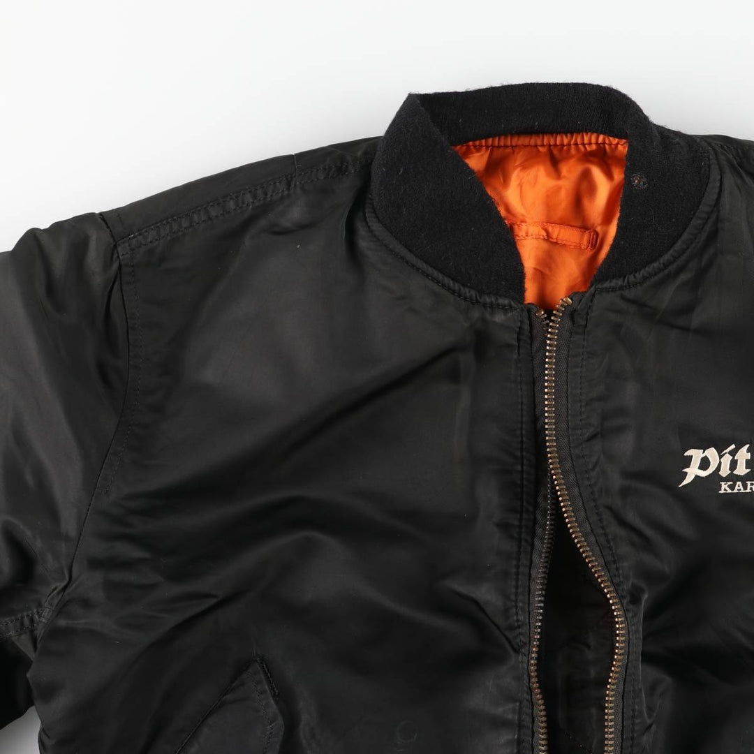 90'S civilian Alpha MA-1 style padded military flight jacket, made in the USA, men's size XL, vintage Nylon black type Vintage Second Hand