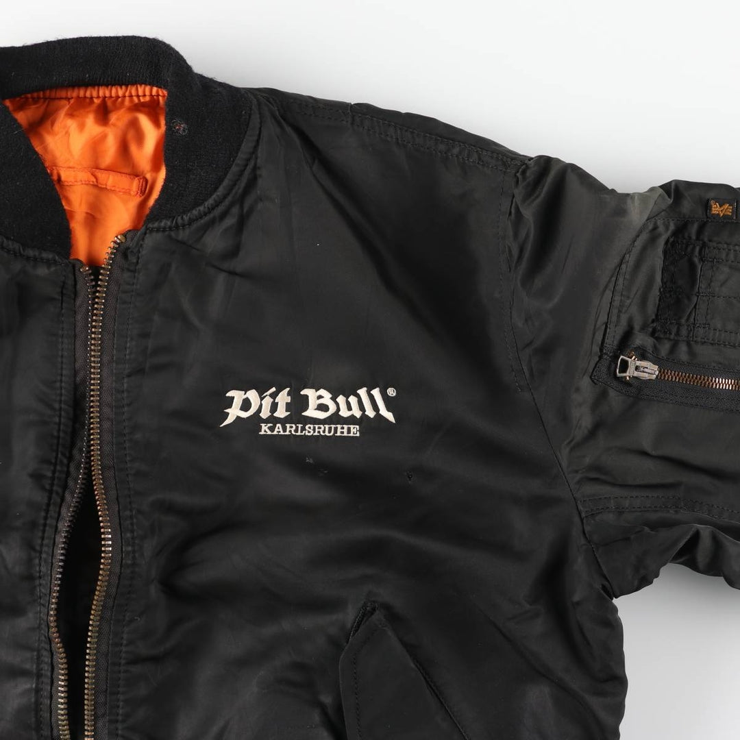 90'S civilian Alpha MA-1 style padded military flight jacket, made in the USA, men's size XL, vintage Nylon black type Vintage Second Hand