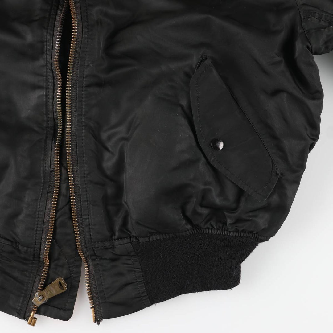 90'S civilian Alpha MA-1 style padded military flight jacket, made in the USA, men's size XL, vintage Nylon black type Vintage Second Hand