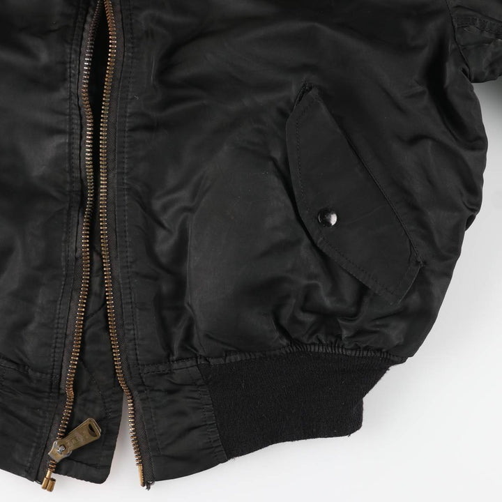 90'S civilian Alpha MA-1 style padded military flight jacket, made in the USA, men's size XL, vintage Nylon black type Vintage Second Hand