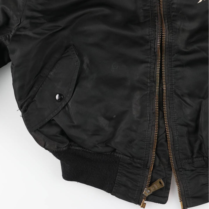 90'S civilian Alpha MA-1 style padded military flight jacket, made in the USA, men's size XL, vintage Nylon black type Vintage Second Hand