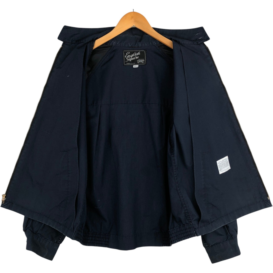 1970'S English Squire Harrington Jacket Swing Top, Made in USA, Men's Size L (Equivalent), Vintage polyester navy blue type Vintage Second Hand
