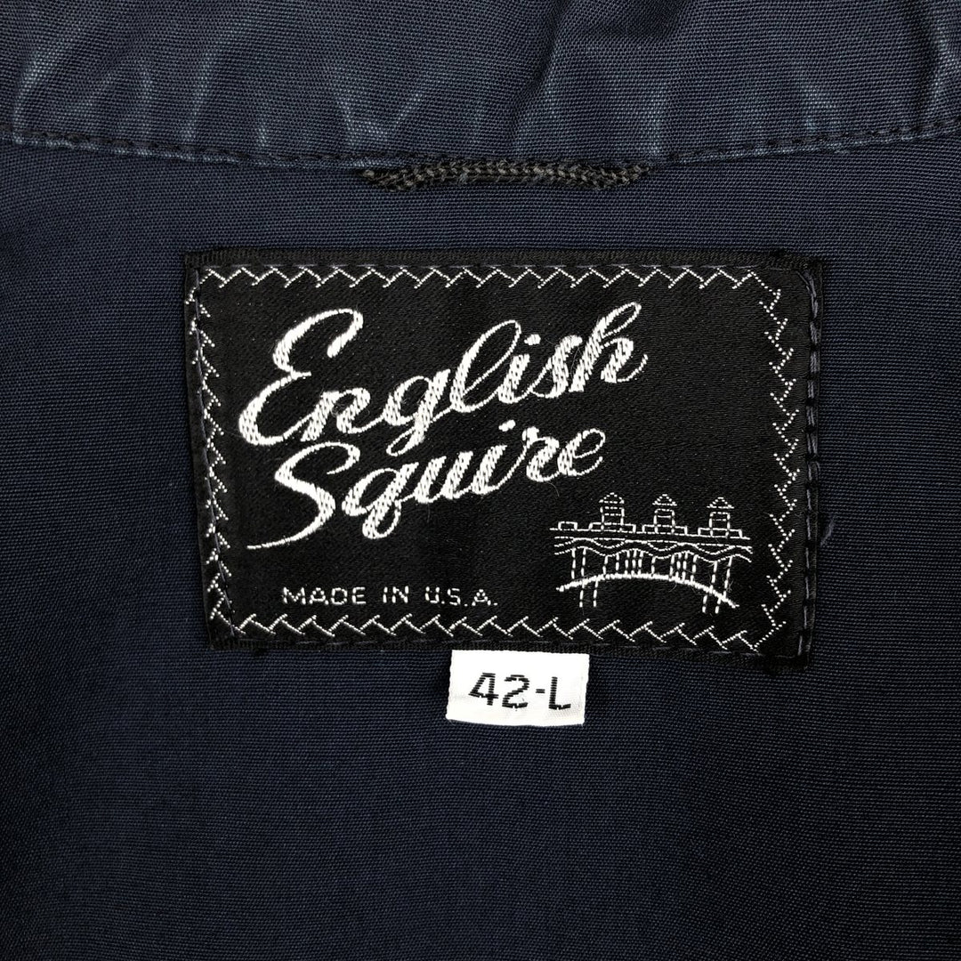 1970'S English Squire Harrington Jacket Swing Top, Made in USA, Men's Size L (Equivalent), Vintage polyester navy blue type Vintage Second Hand