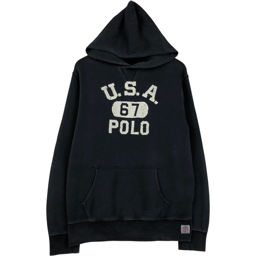 Ralph Lauren POLO RALPH LAUREN sweatshirt pullover hoodie, men's size L cotton black type Vintage Second Hand