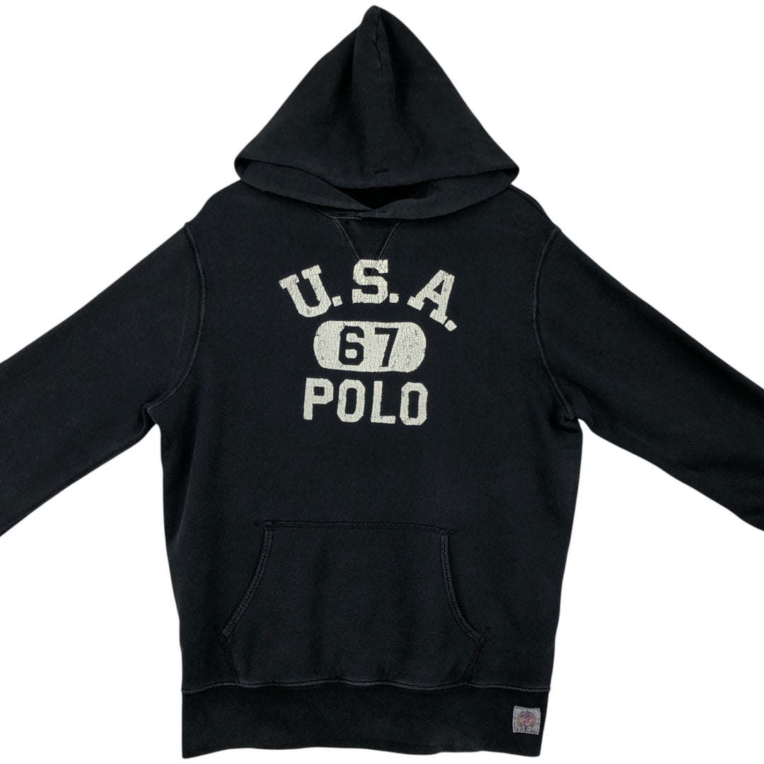 Ralph Lauren POLO RALPH LAUREN sweatshirt pullover hoodie, men's size L cotton black type Vintage Second Hand