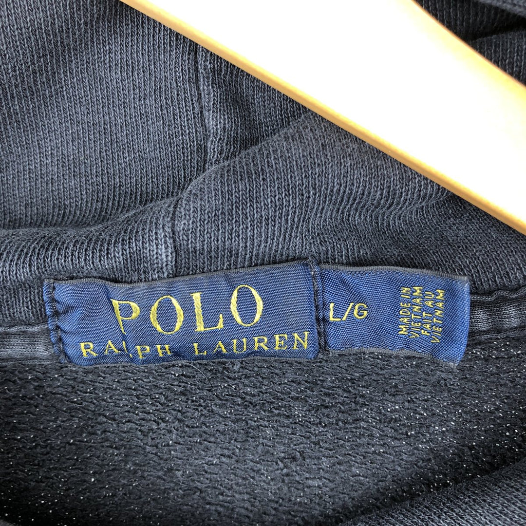 Ralph Lauren POLO RALPH LAUREN sweatshirt pullover hoodie, men's size L cotton black type Vintage Second Hand