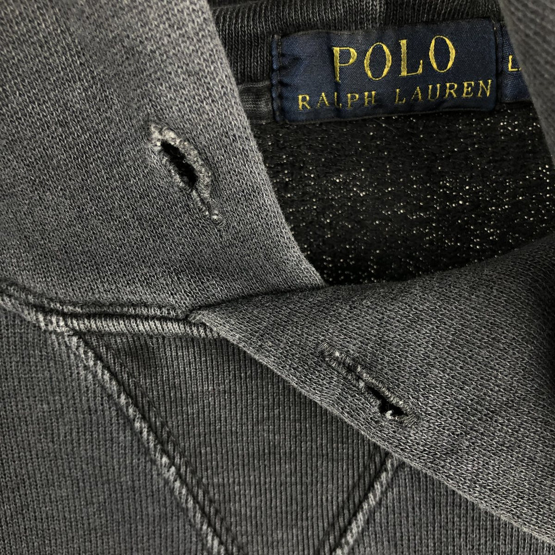 Ralph Lauren POLO RALPH LAUREN sweatshirt pullover hoodie, men's size L cotton black type Vintage Second Hand