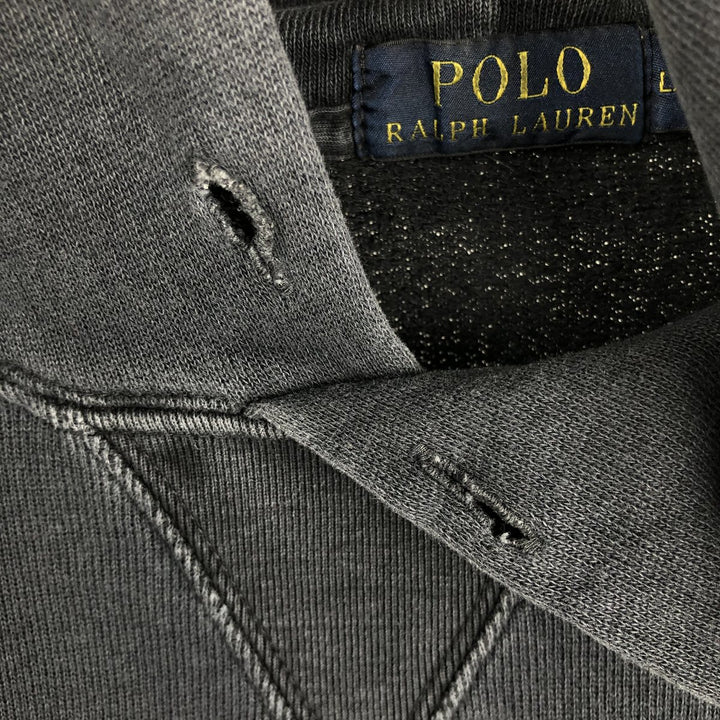 Ralph Lauren POLO RALPH LAUREN sweatshirt pullover hoodie, men's size L cotton black type Vintage Second Hand
