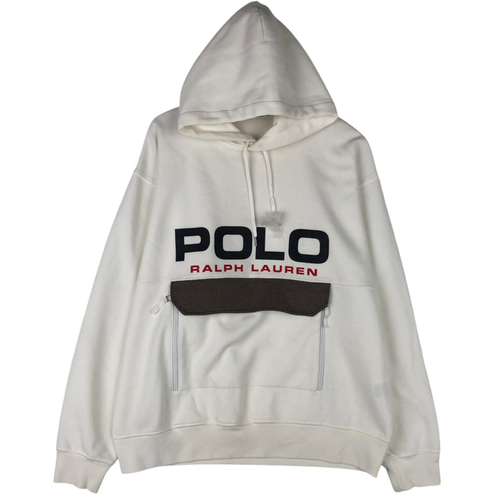 Ralph Lauren POLO RALPH LAUREN sweatshirt pullover hoodie, men's size L cotton white type Vintage Second Hand