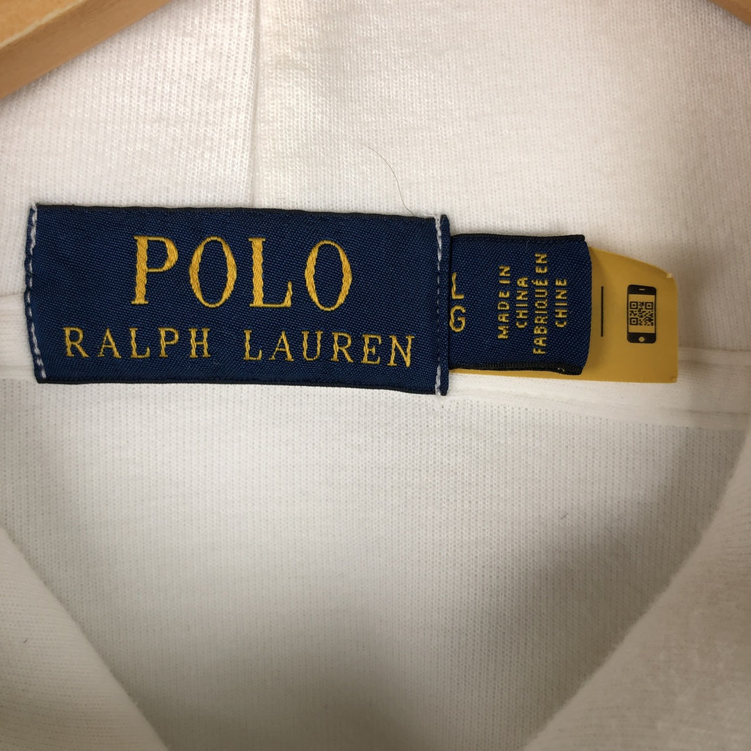 Ralph Lauren POLO RALPH LAUREN sweatshirt pullover hoodie, men's size L cotton white type Vintage Second Hand