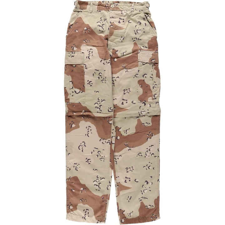 1990'S US Military Issue Camouflage Pattern 6C Desert Chocolate Chip Camo Military Cargo Pants Combat Pants Made in USA Small-Long cotton Beige type Vintage Second Hand