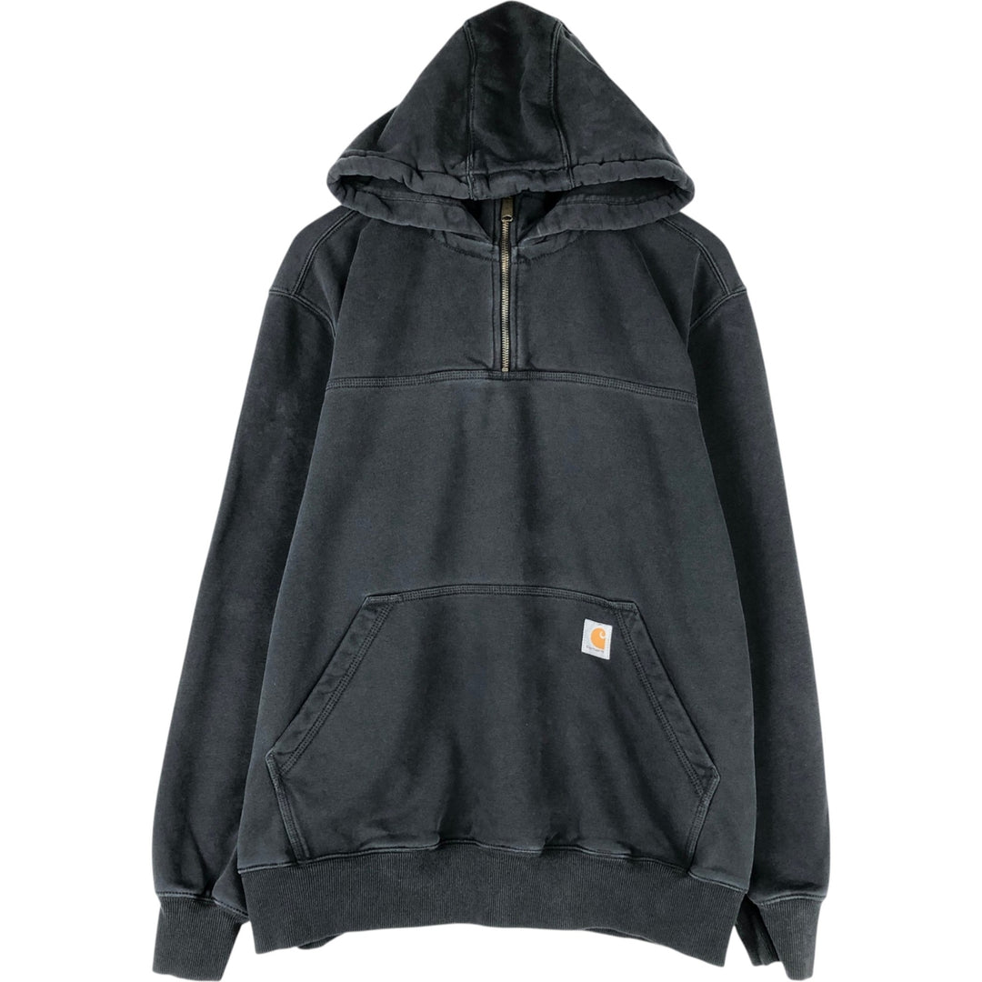 Carhartt TS0617-M Sweat Half-Zip Hoodie, Men's Size L (equivalent) cotton Charcoal Vintage Second Hand