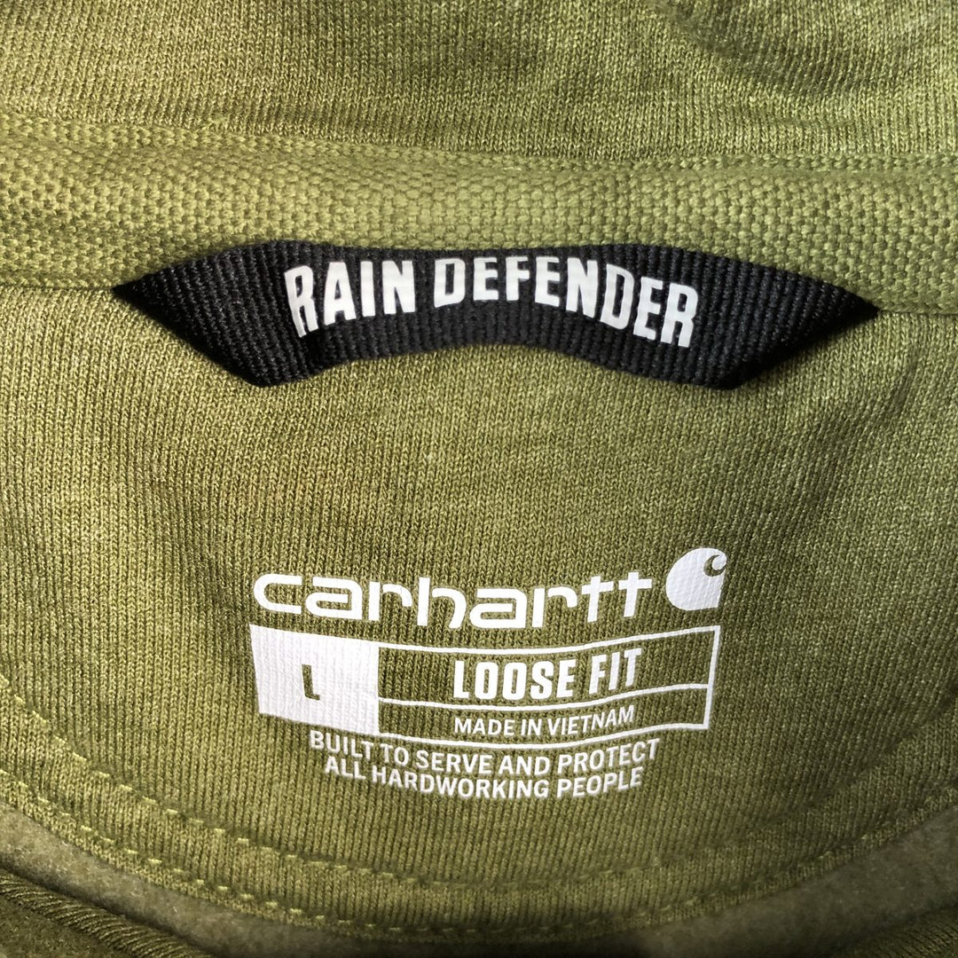 Carhartt Loose Fit Half-Zip Hoodie, Men's Size L cotton Khaki type Vintage Second Hand