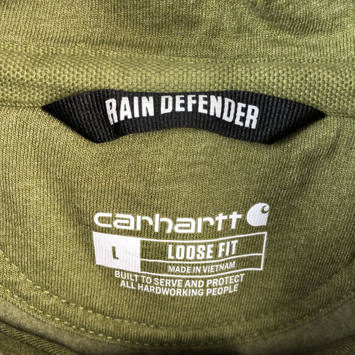Carhartt Loose Fit Half-Zip Hoodie, Men's Size L cotton Khaki type Vintage Second Hand