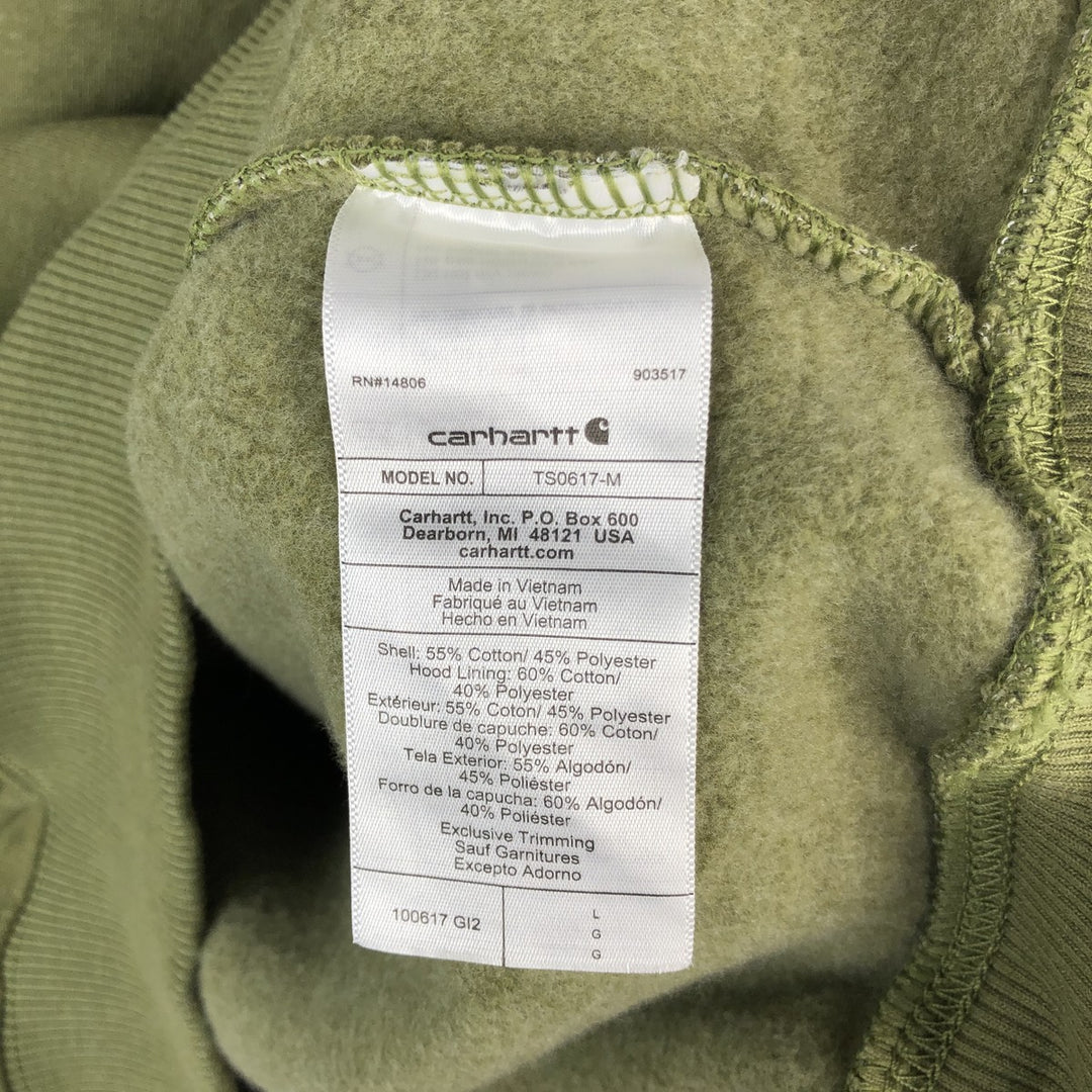 Carhartt Loose Fit Half-Zip Hoodie, Men's Size L cotton Khaki type Vintage Second Hand