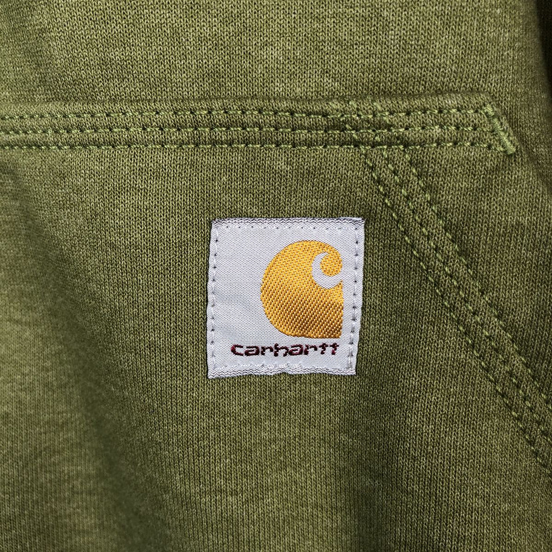 Carhartt Loose Fit Half-Zip Hoodie, Men's Size L cotton Khaki type Vintage Second Hand