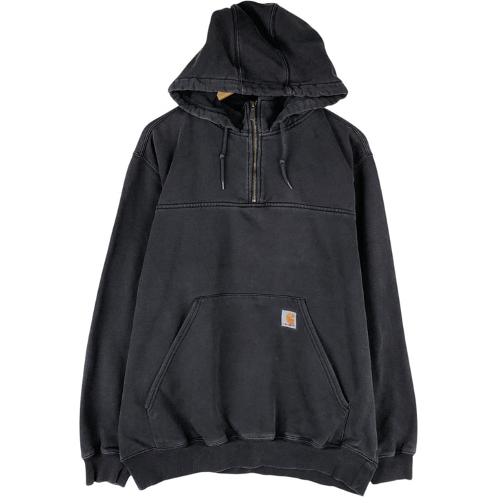 Carhartt Sweat Half Zip Hoodie Men's L size cotton Charcoal Vintage Second Hand