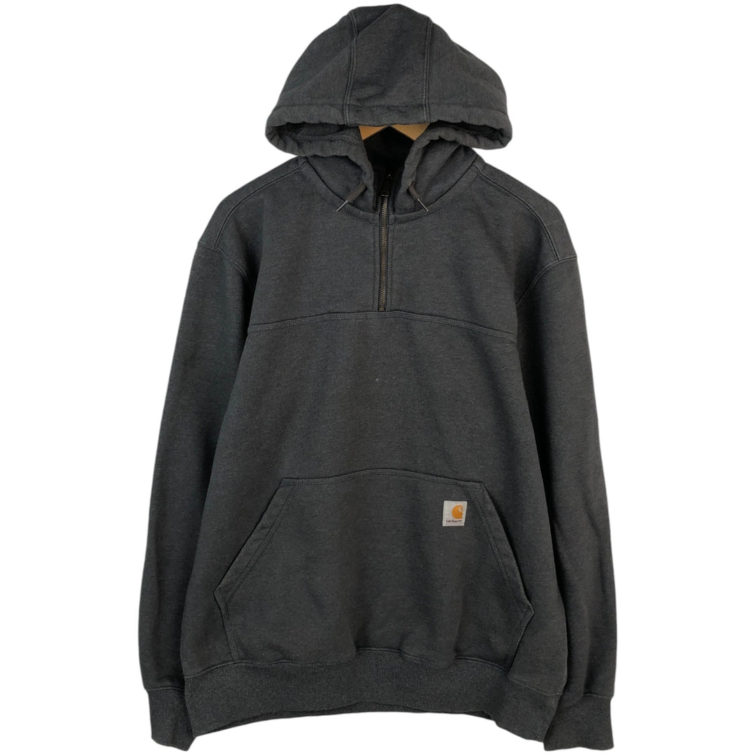 Carhartt Loose Fit Half-Zip Hoodie, Men's Size L cotton gray type Vintage Second Hand