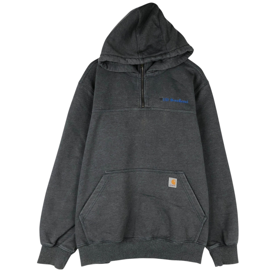 Carhartt Loose Fit Half-Zip Hoodie, Men's XL cotton Charcoal Vintage Second Hand