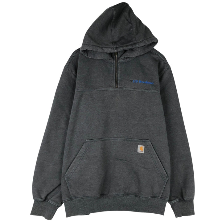 Carhartt Loose Fit Half-Zip Hoodie, Men's XL cotton Charcoal Vintage Second Hand