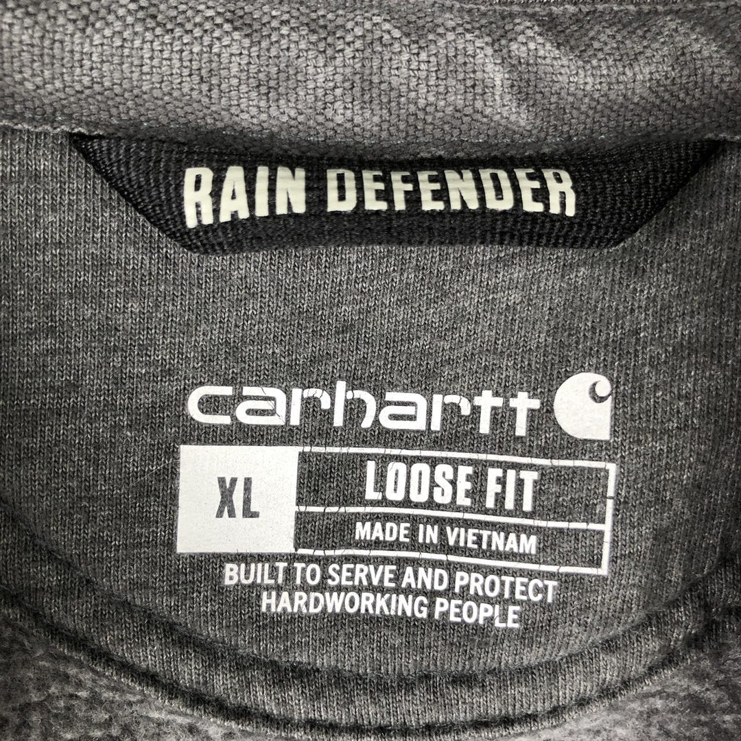 Carhartt Loose Fit Half-Zip Hoodie, Men's XL cotton Charcoal Vintage Second Hand