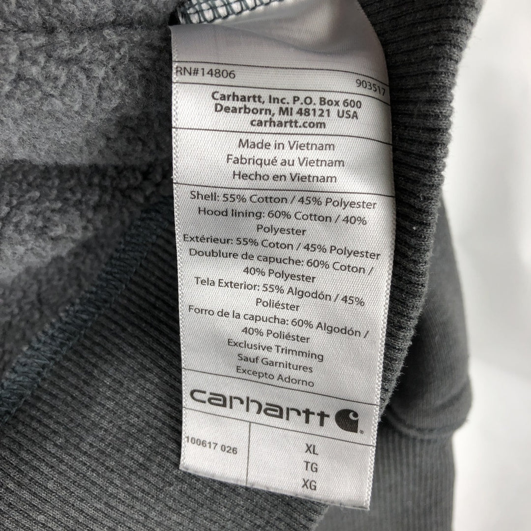 Carhartt Loose Fit Half-Zip Hoodie, Men's XL cotton Charcoal Vintage Second Hand