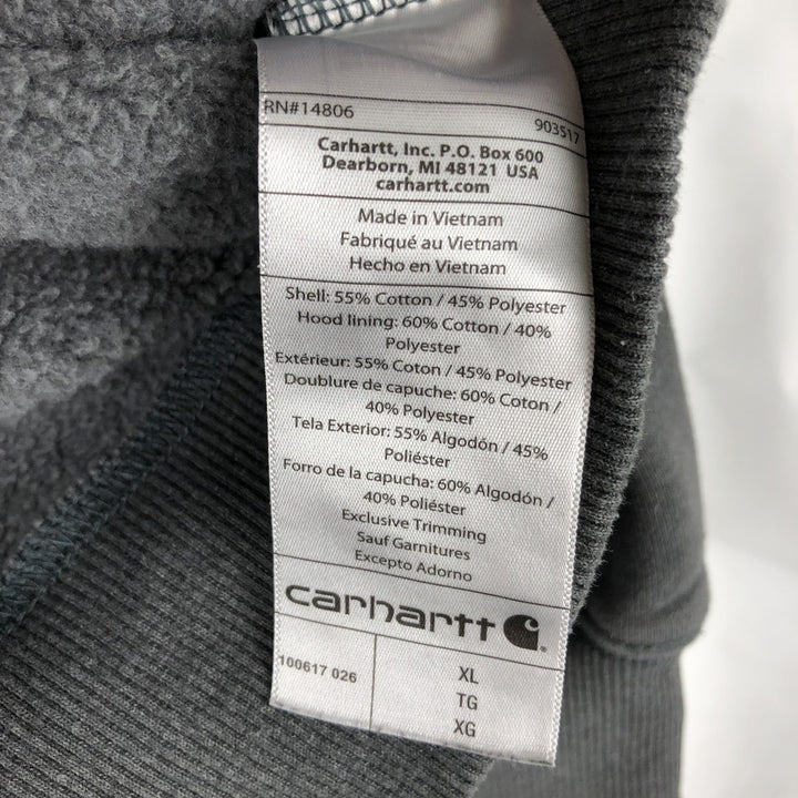 Carhartt Loose Fit Half-Zip Hoodie, Men's XL cotton Charcoal Vintage Second Hand