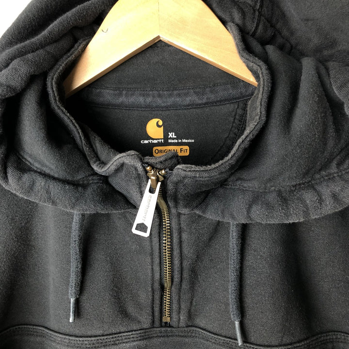 Carhartt ORIGINAL FIT Half-Zip Sweatshirt Pullover Hoodie, Men's Size XL (approx.) cotton black type Vintage Second Hand