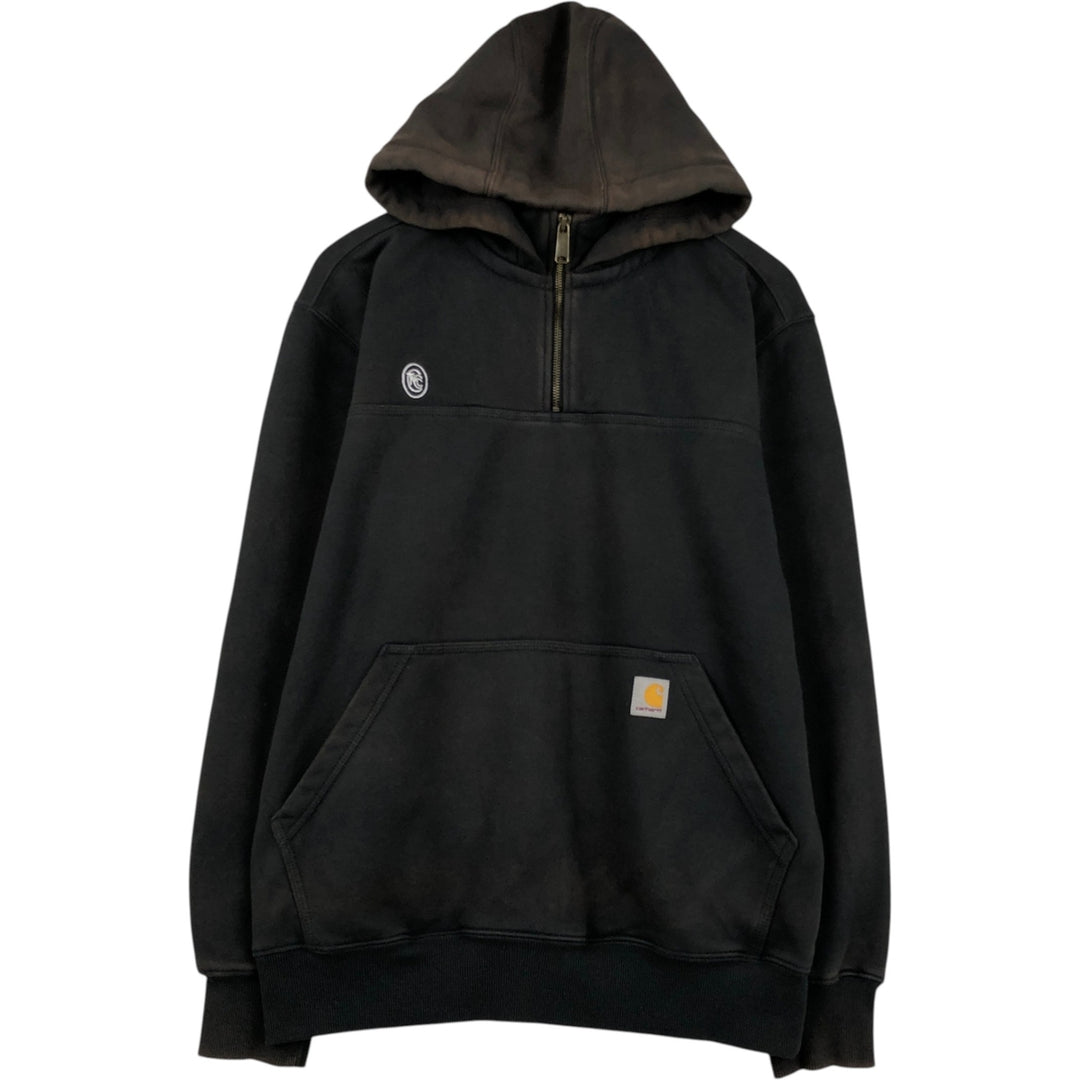 Carhartt Loose Fit Half-Zip Hoodie, Men's Size Medium cotton black type Vintage Second Hand