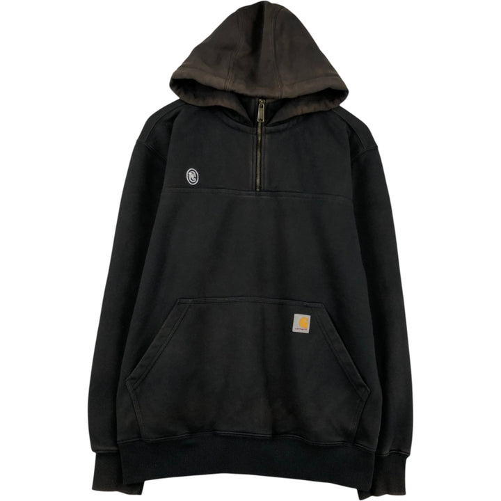 Carhartt Loose Fit Half-Zip Hoodie, Men's Size Medium cotton black type Vintage Second Hand
