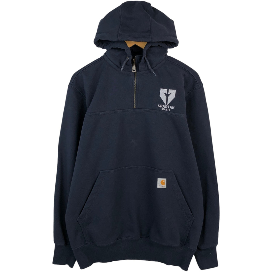 Carhartt ORIGINAL FIT sweatshirt half zip hoodie, men's size M cotton navy blue type Vintage Second Hand