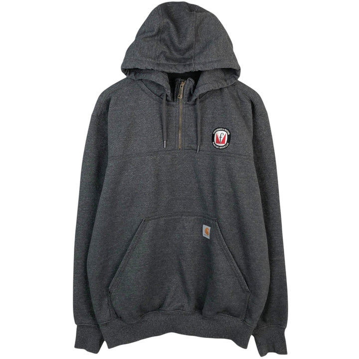 Carhartt ORIGINAL FIT sweatshirt half zip hoodie, men's size L cotton gray type Vintage Second Hand