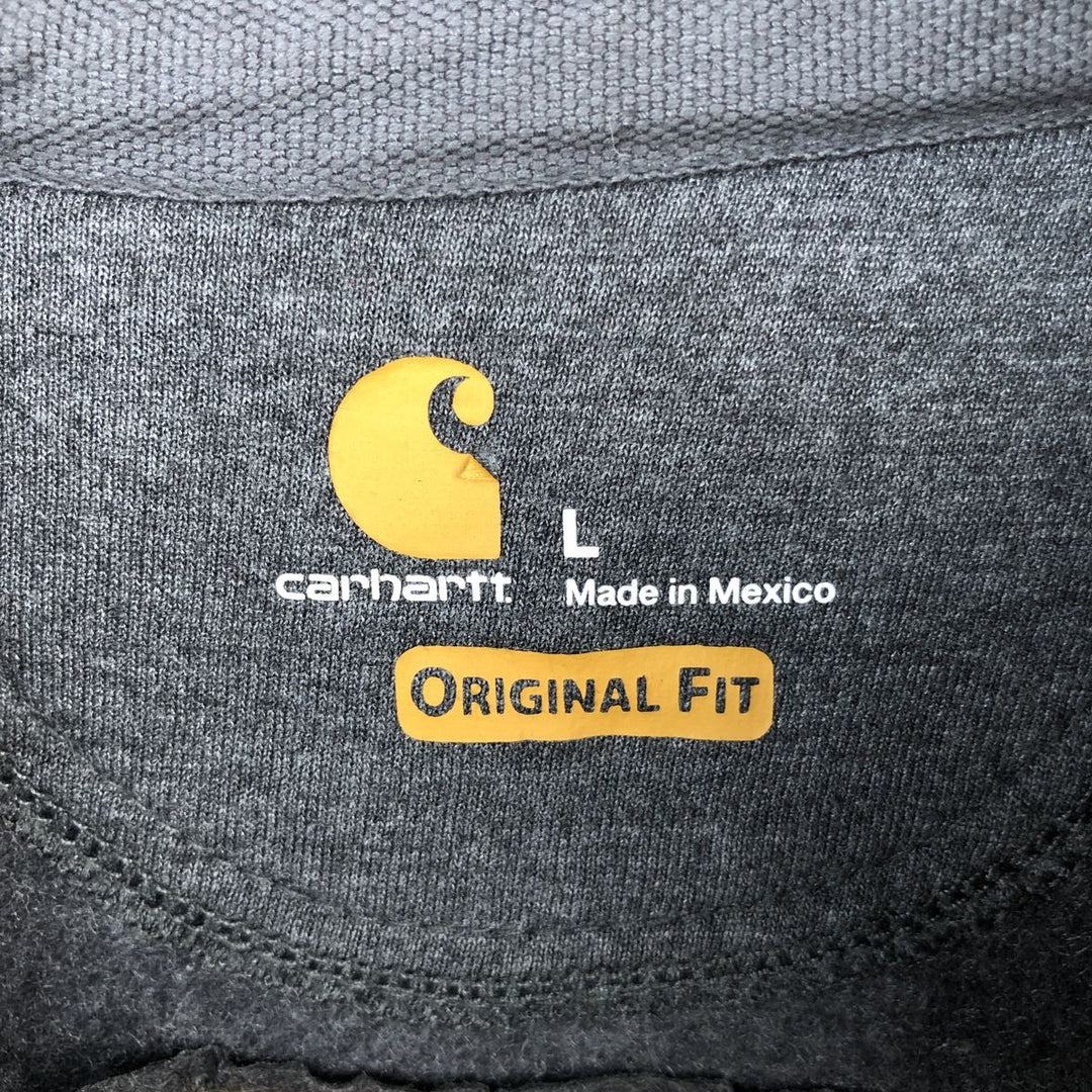 Carhartt ORIGINAL FIT sweatshirt half zip hoodie, men's size L cotton gray type Vintage Second Hand
