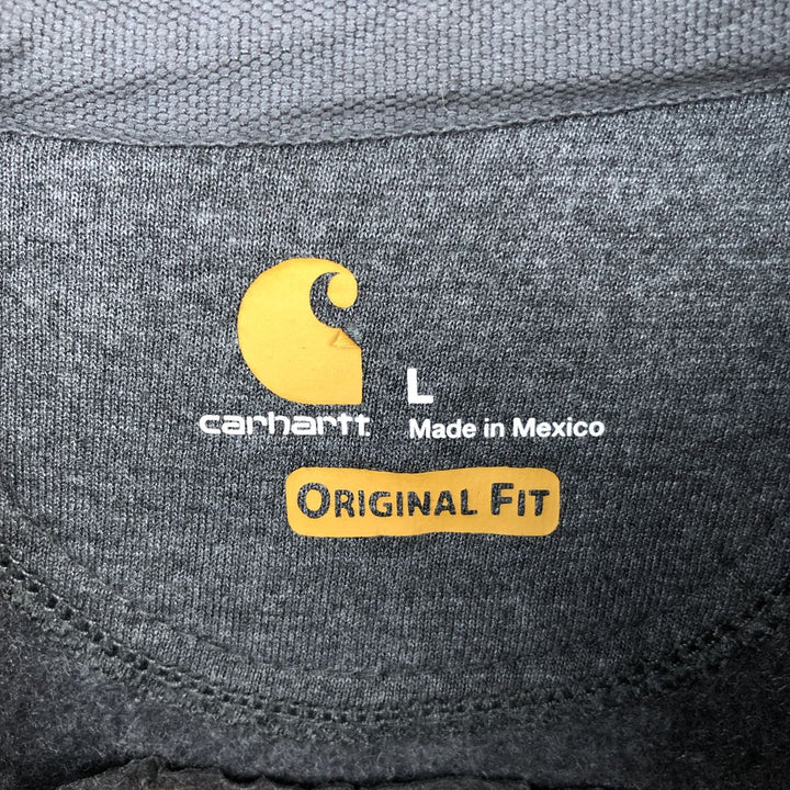 Carhartt ORIGINAL FIT sweatshirt half zip hoodie, men's size L cotton gray type Vintage Second Hand