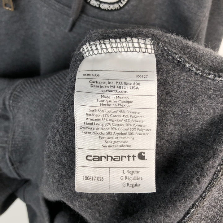 Carhartt ORIGINAL FIT sweatshirt half zip hoodie, men's size L cotton gray type Vintage Second Hand