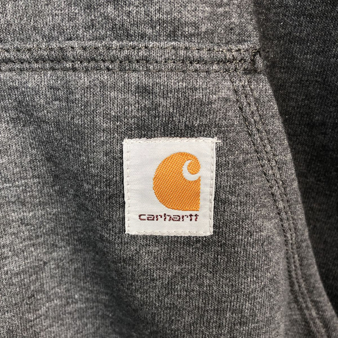 Carhartt ORIGINAL FIT sweatshirt half zip hoodie, men's size L cotton gray type Vintage Second Hand