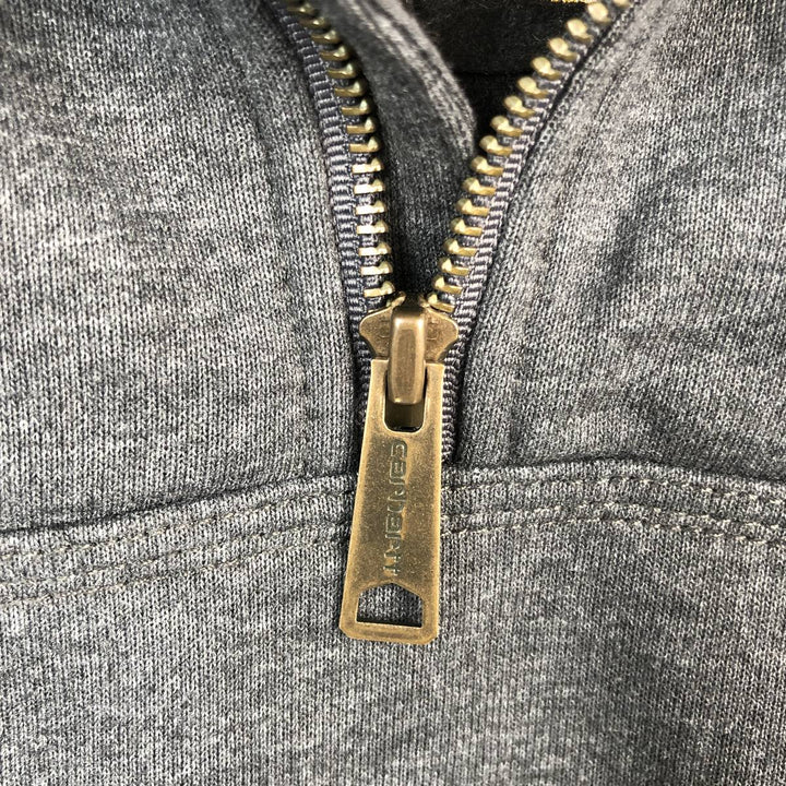 Carhartt ORIGINAL FIT sweatshirt half zip hoodie, men's size L cotton gray type Vintage Second Hand